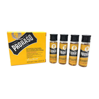 Olio Ristruttura Barba Wood andSpice Proraso 4 fiale da 17 ml.